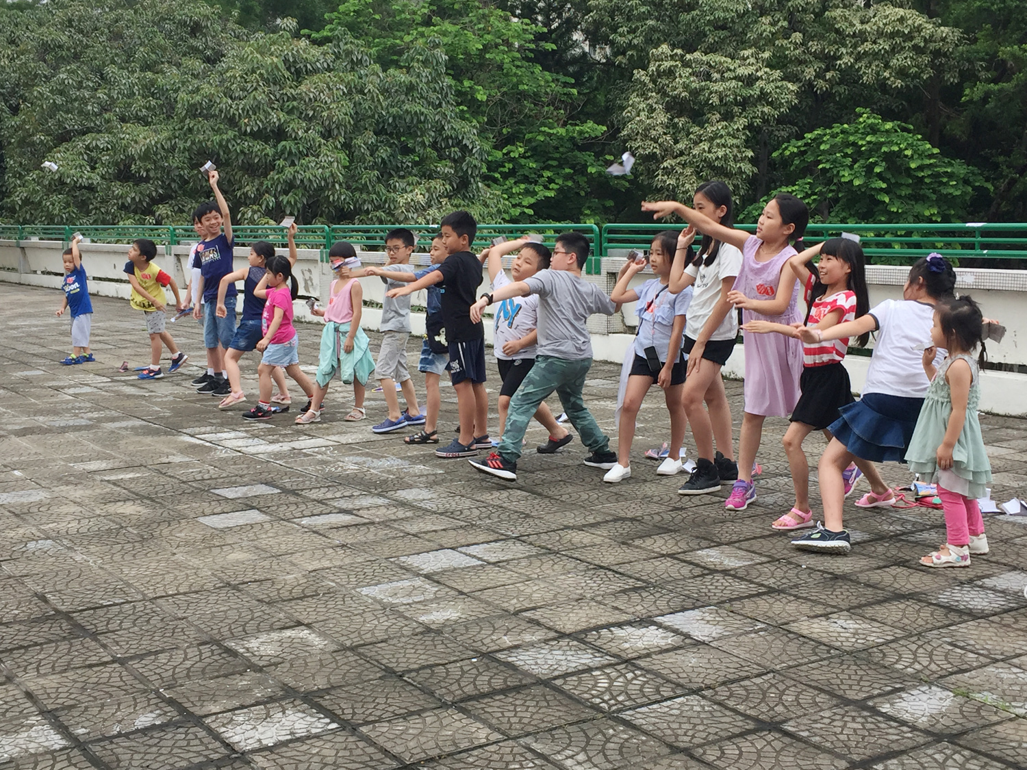 Children’s paper airplanes are ready to set off